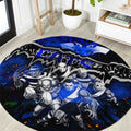 Step Into Horror Domain Cats Football Round Carpet Halloween Horror Movie Characters - Aussie Hoodie