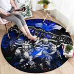Step Into Horror Domain Cats Football Round Carpet Halloween Horror Movie Characters - Aussie Hoodie