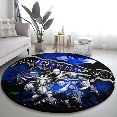 Step Into Horror Domain Cats Football Round Carpet Halloween Horror Movie Characters - Aussie Hoodie