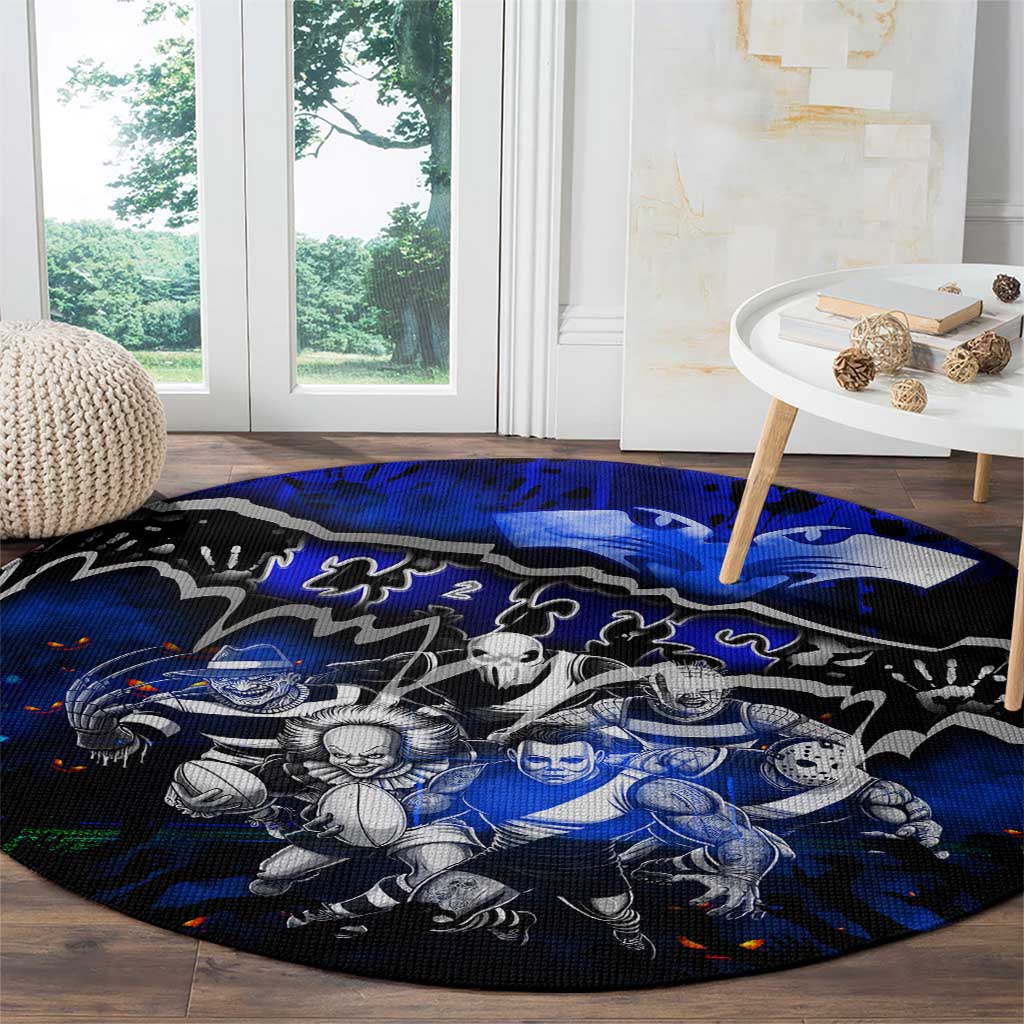 Step Into Horror Domain Cats Football Round Carpet Halloween Horror Movie Characters - Aussie Hoodie