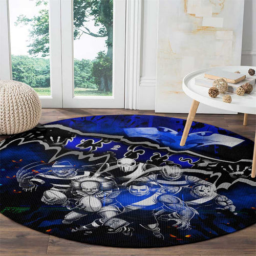Step Into Horror Domain Cats Football Round Carpet Halloween Horror Movie Characters - Aussie Hoodie