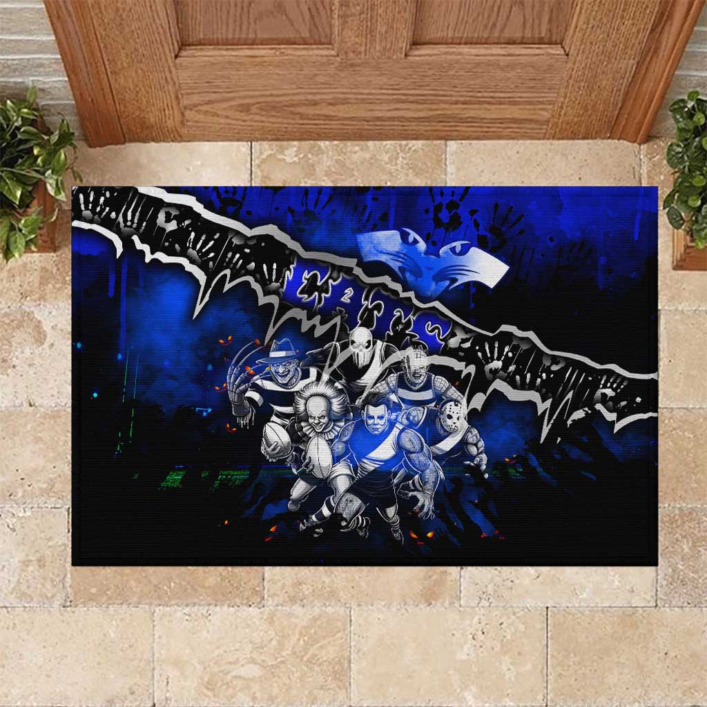 Step Into Horror Domain Cats Football Rubber Doormat Halloween Horror Movie Characters - Aussie Hoodie