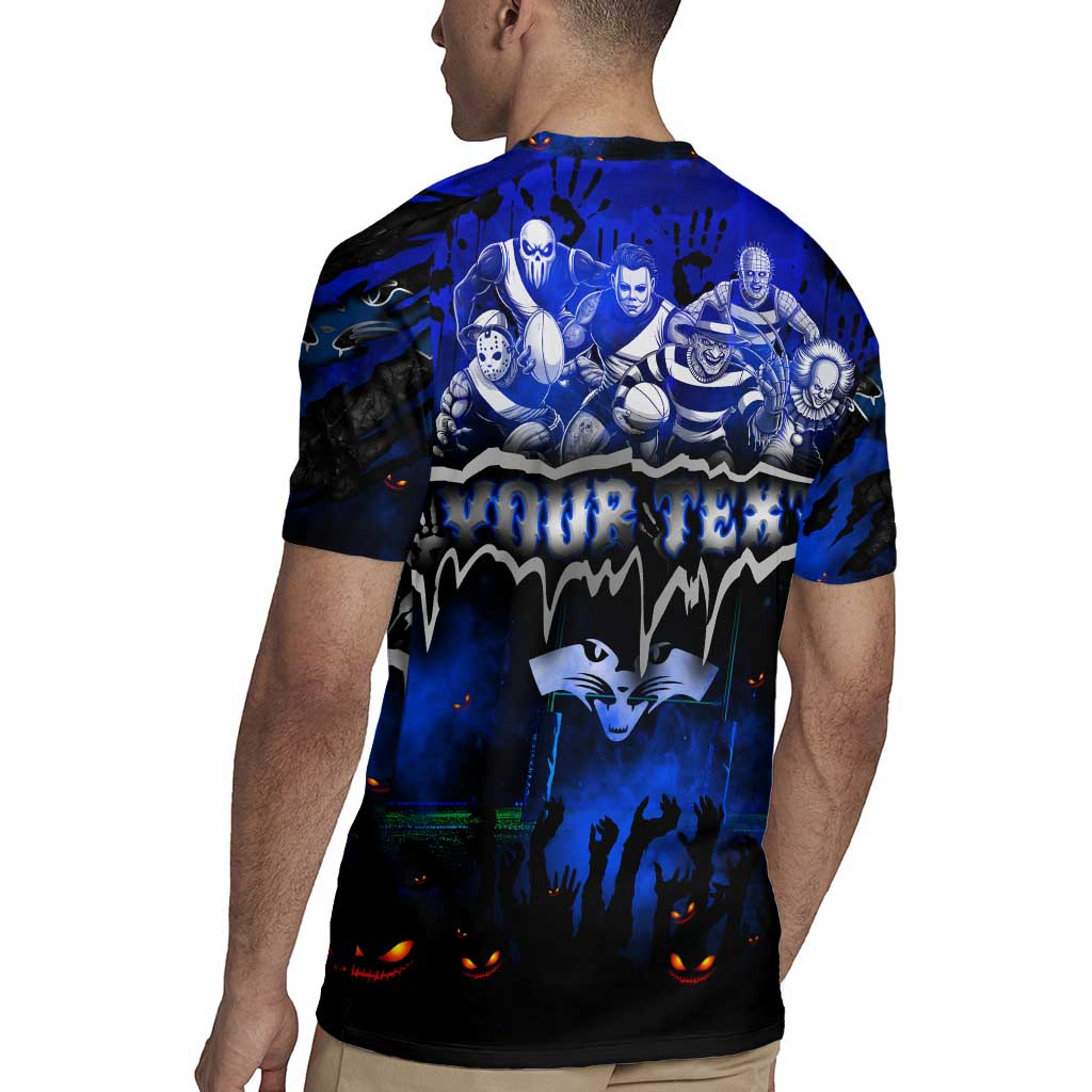 Step Into Horror Domain Cats Football Rugby Jersey Halloween Horror Movie Characters - Aussie Hoodie
