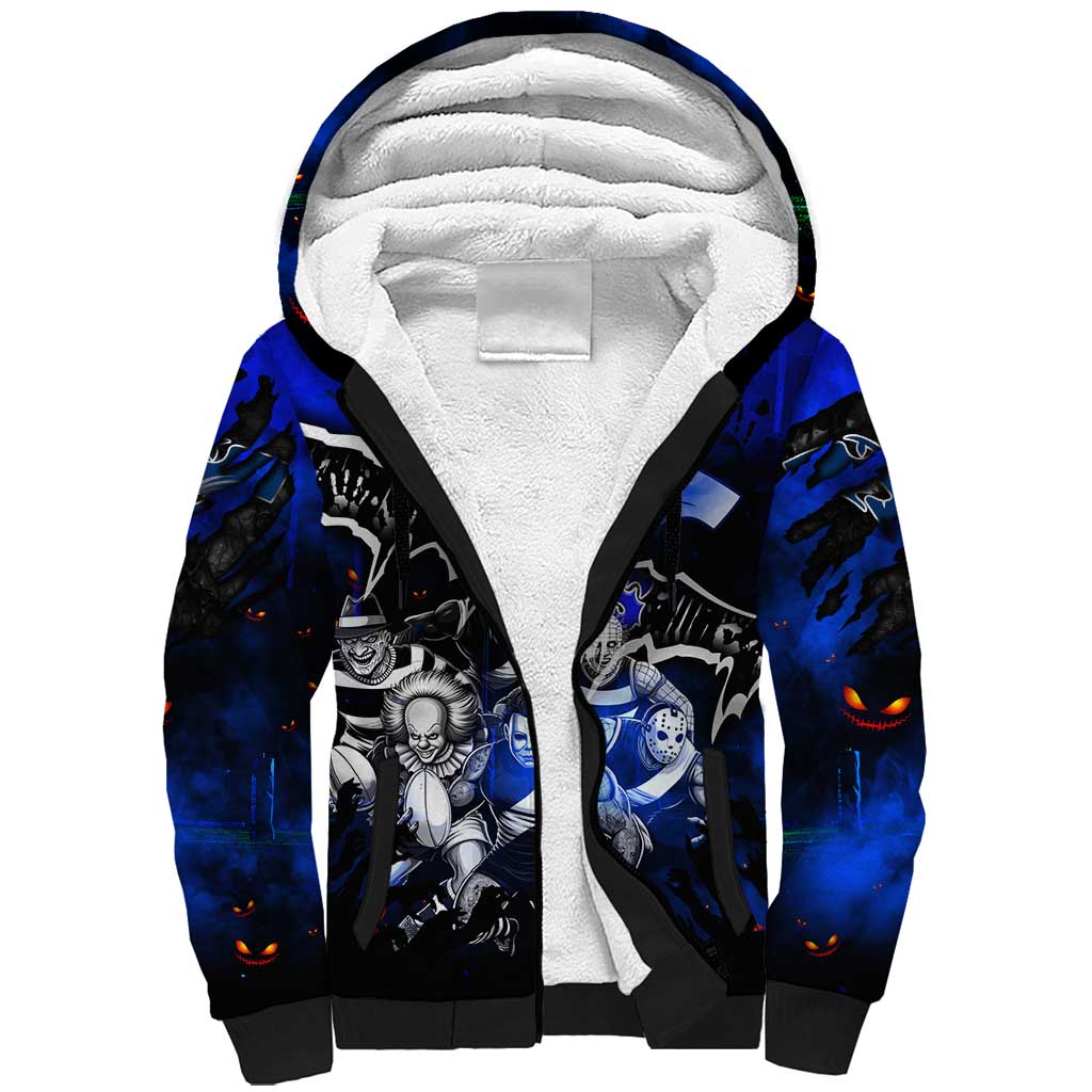 Step Into Horror Domain Cats Football Sherpa Hoodie Halloween Horror Movie Characters - Aussie Hoodie