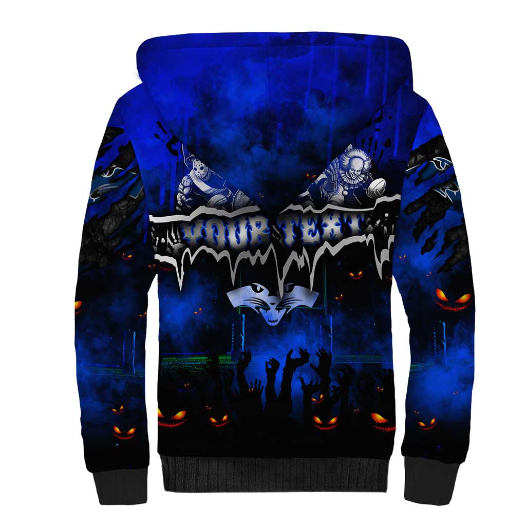 Step Into Horror Domain Cats Football Sherpa Hoodie Halloween Horror Movie Characters - Aussie Hoodie