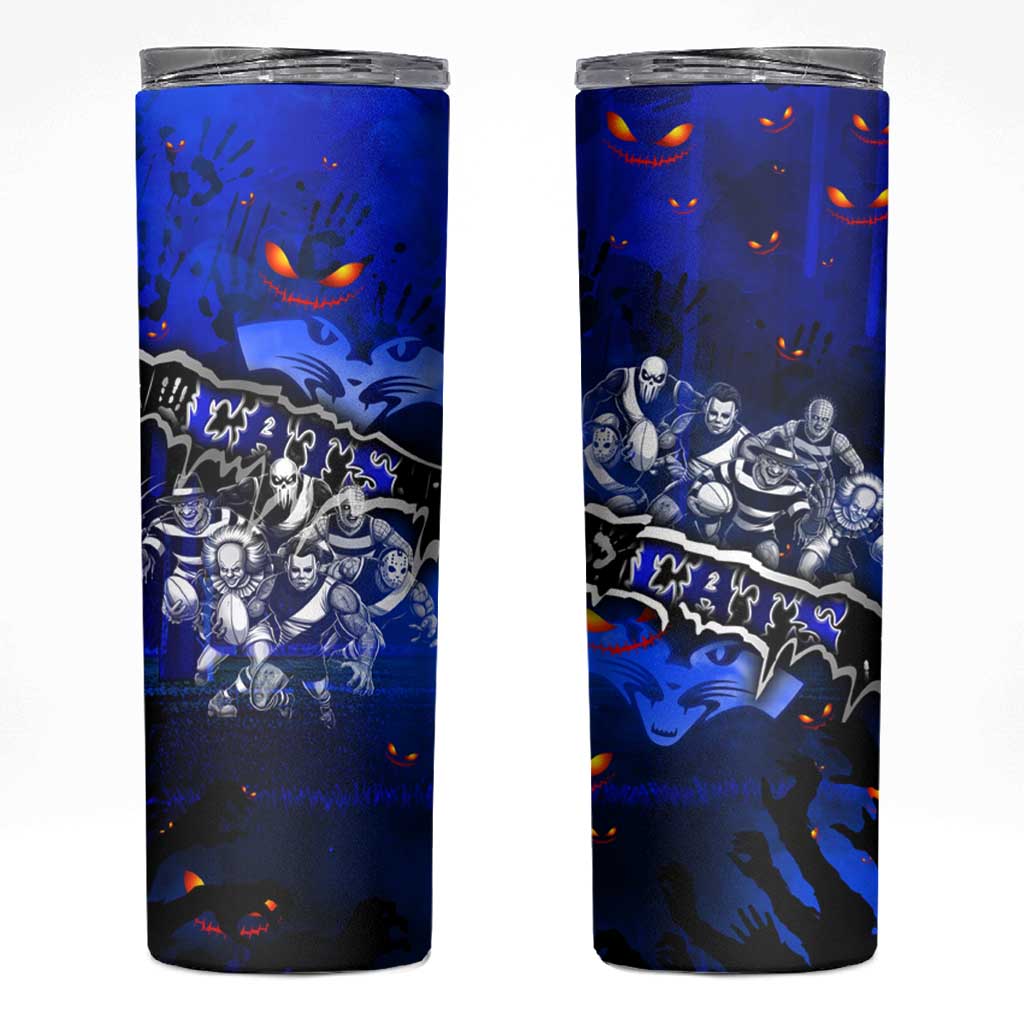 Step Into Horror Domain Cats Football Skinny Tumbler Halloween Horror Movie Characters - Aussie Hoodie