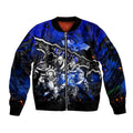 Step Into Horror Domain Cats Football Sleeve Zip Bomber Jacket Halloween Horror Movie Characters - Aussie Hoodie