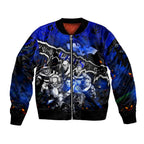 Step Into Horror Domain Cats Football Sleeve Zip Bomber Jacket Halloween Horror Movie Characters - Aussie Hoodie