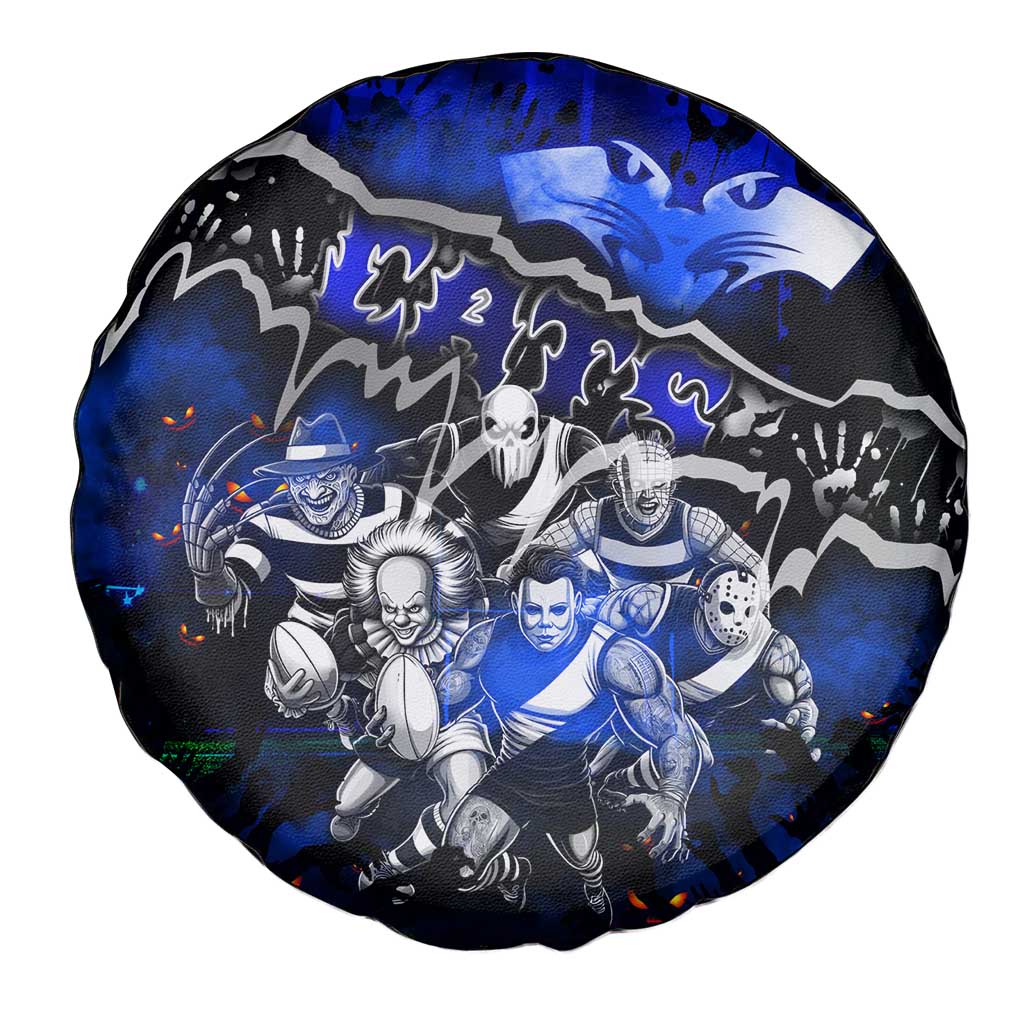 Step Into Horror Domain Cats Football Spare Tire Cover Halloween Horror Movie Characters - Aussie Hoodie