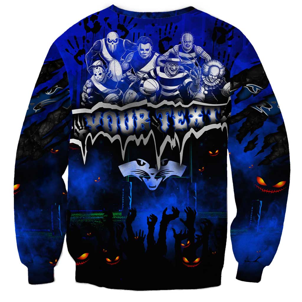 Step Into Horror Domain Cats Football Sweatshirt Halloween Horror Movie Characters - Aussie Hoodie