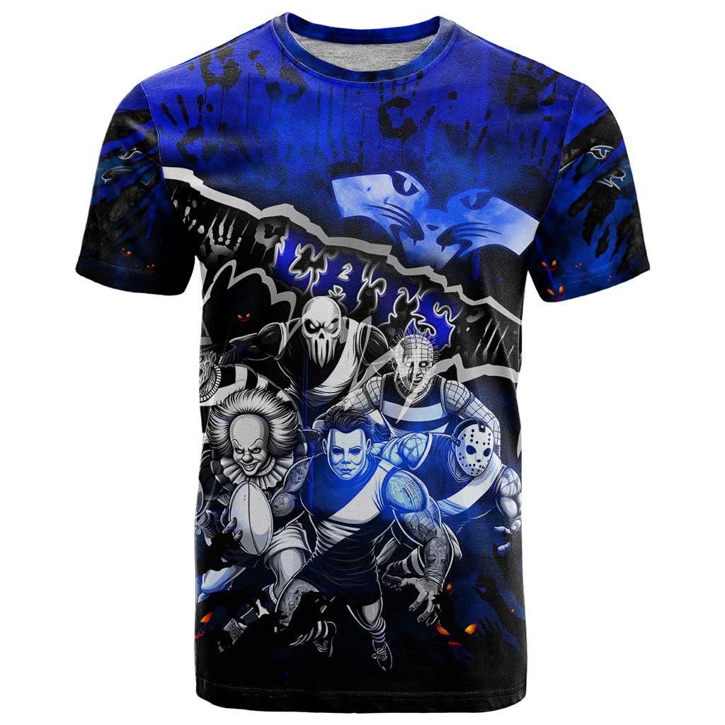 Step Into Horror Domain Cats Football T Shirt Halloween Horror Movie Characters - Aussie Hoodie