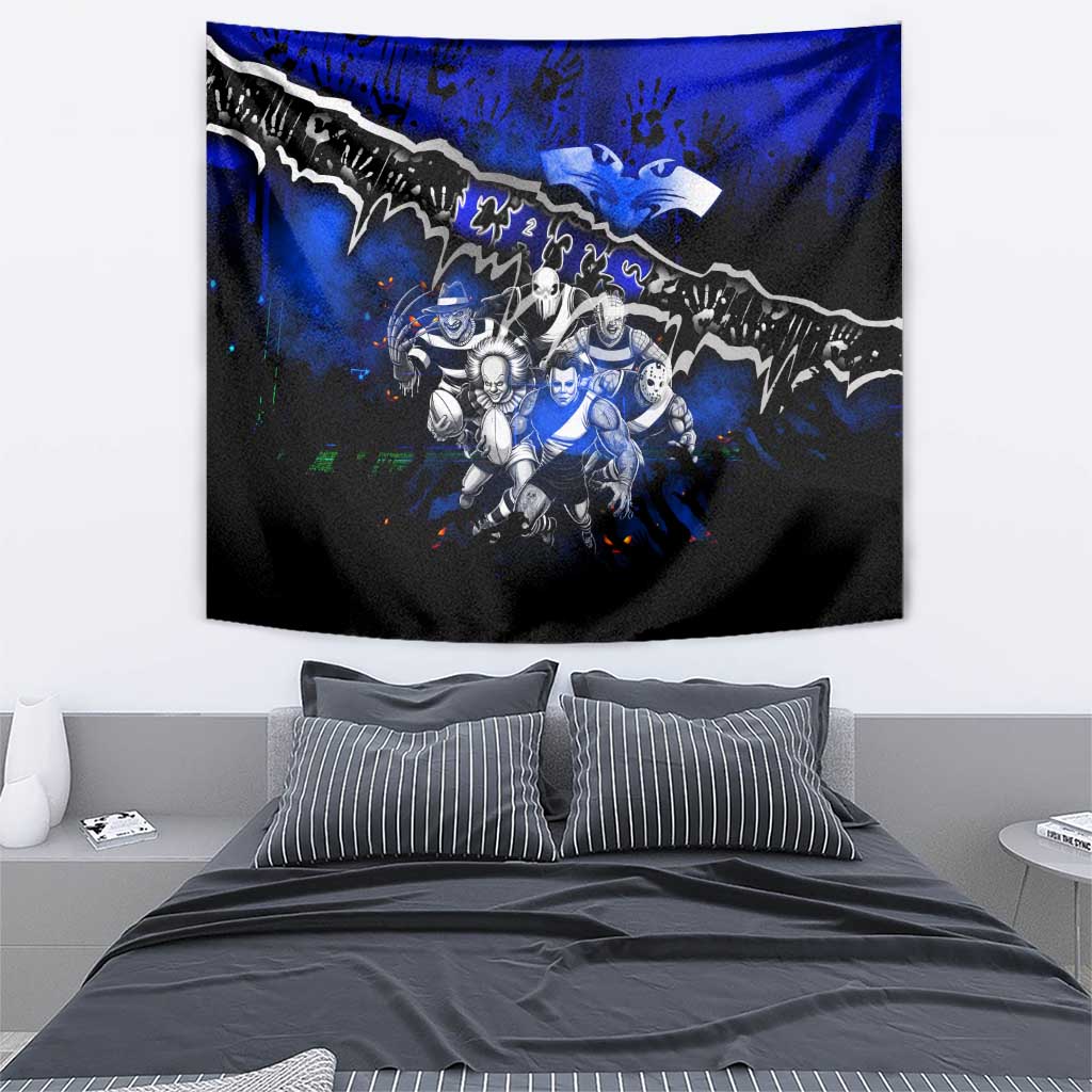 Step Into Horror Domain Cats Football Tapestry Halloween Horror Movie Characters - Aussie Hoodie