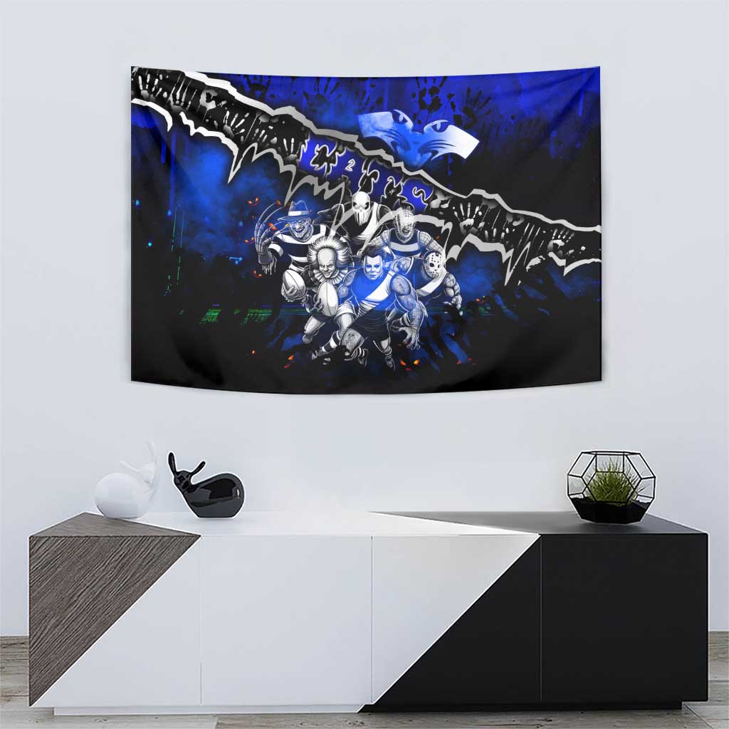Step Into Horror Domain Cats Football Tapestry Halloween Horror Movie Characters - Aussie Hoodie