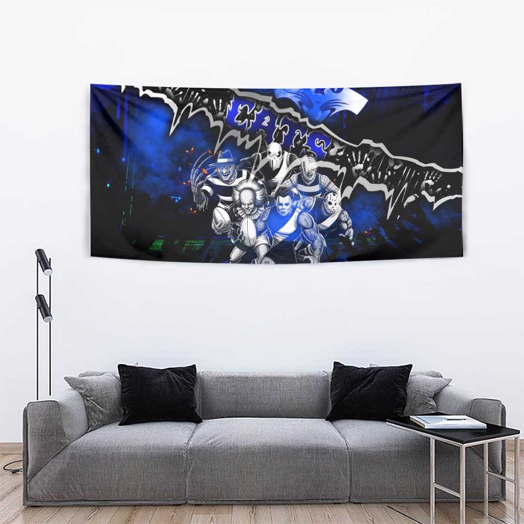 Step Into Horror Domain Cats Football Tapestry Halloween Horror Movie Characters - Aussie Hoodie