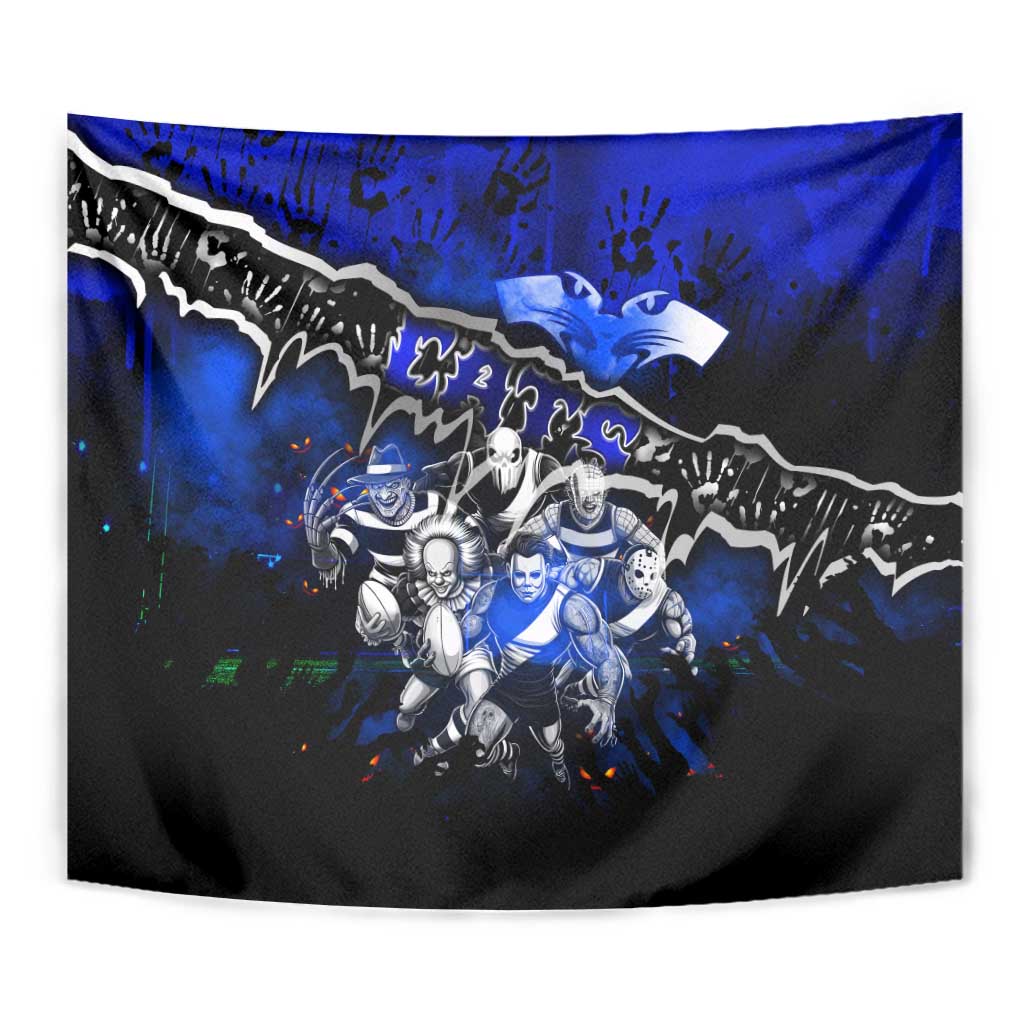Step Into Horror Domain Cats Football Tapestry Halloween Horror Movie Characters - Aussie Hoodie