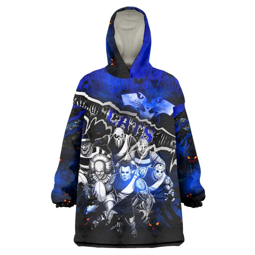 Step Into Horror Domain Cats Football Wearable Blanket Hoodie Halloween Horror Movie Characters - Aussie Hoodie