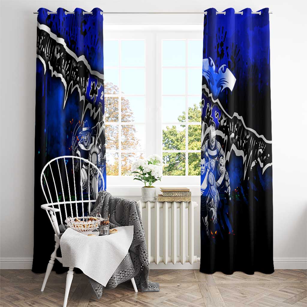 Step Into Horror Domain Cats Football Window Curtain Halloween Horror Movie Characters - Aussie Hoodie