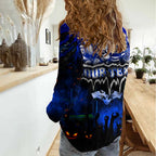 Step Into Horror Domain Cats Football Women Casual Shirt Halloween Horror Movie Characters - Aussie Hoodie