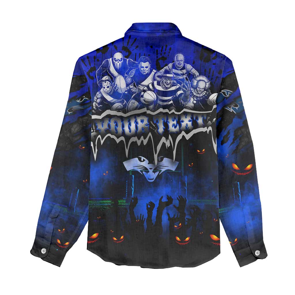 Step Into Horror Domain Cats Football Women Casual Shirt Halloween Horror Movie Characters - Aussie Hoodie