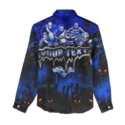 Step Into Horror Domain Cats Football Women Casual Shirt Halloween Horror Movie Characters - Aussie Hoodie