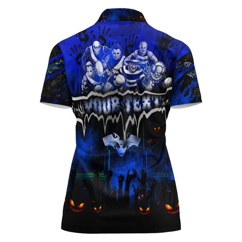 Step Into Horror Domain Cats Football Women Polo Shirt Halloween Horror Movie Characters - Aussie Hoodie