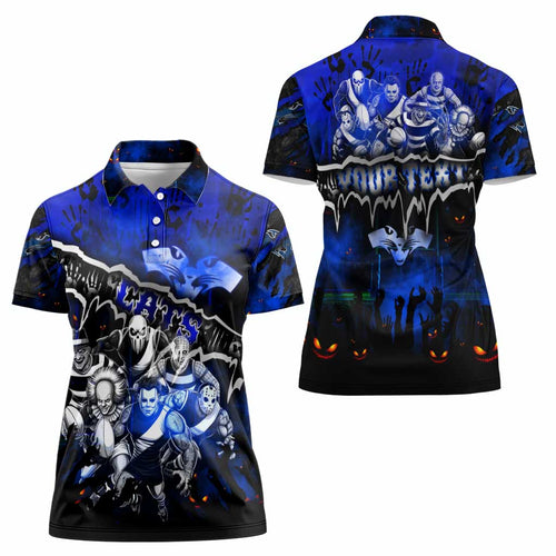 Step Into Horror Domain Cats Football Women Polo Shirt Halloween Horror Movie Characters - Aussie Hoodie