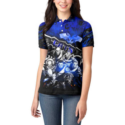 Step Into Horror Domain Cats Football Women Polo Shirt Halloween Horror Movie Characters - Aussie Hoodie