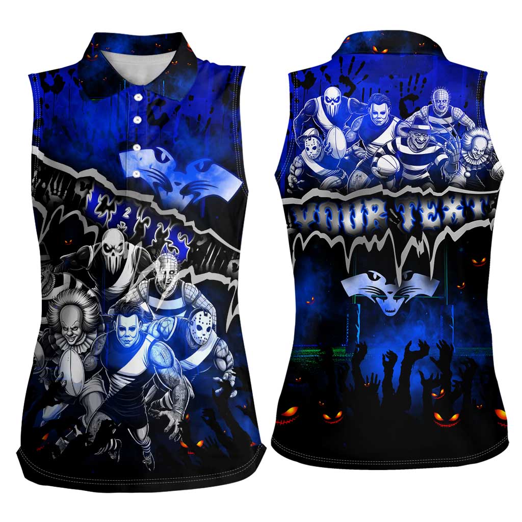 Step Into Horror Domain Cats Football Women Sleeveless Polo Shirt Halloween Horror Movie Characters - Aussie Hoodie