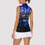 Step Into Horror Domain Cats Football Women Sleeveless Polo Shirt Halloween Horror Movie Characters - Aussie Hoodie