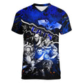 Step Into Horror Domain Cats Football Women V-Neck T-Shirt Halloween Horror Movie Characters - Aussie Hoodie