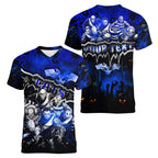 Step Into Horror Domain Cats Football Women V-Neck T-Shirt Halloween Horror Movie Characters - Aussie Hoodie