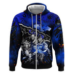 Step Into Horror Domain Cats Football Zip Hoodie Halloween Horror Movie Characters - Aussie Hoodie