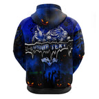 Step Into Horror Domain Cats Football Zip Hoodie Halloween Horror Movie Characters - Aussie Hoodie