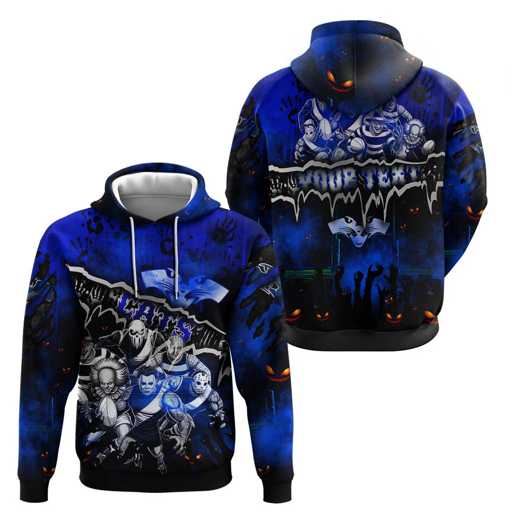 Step Into Horror Domain Cats Football Zip Hoodie Halloween Horror Movie Characters - Aussie Hoodie