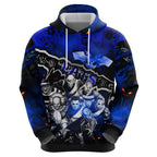 Step Into Horror Domain Cats Football Zip Hoodie Halloween Horror Movie Characters - Aussie Hoodie