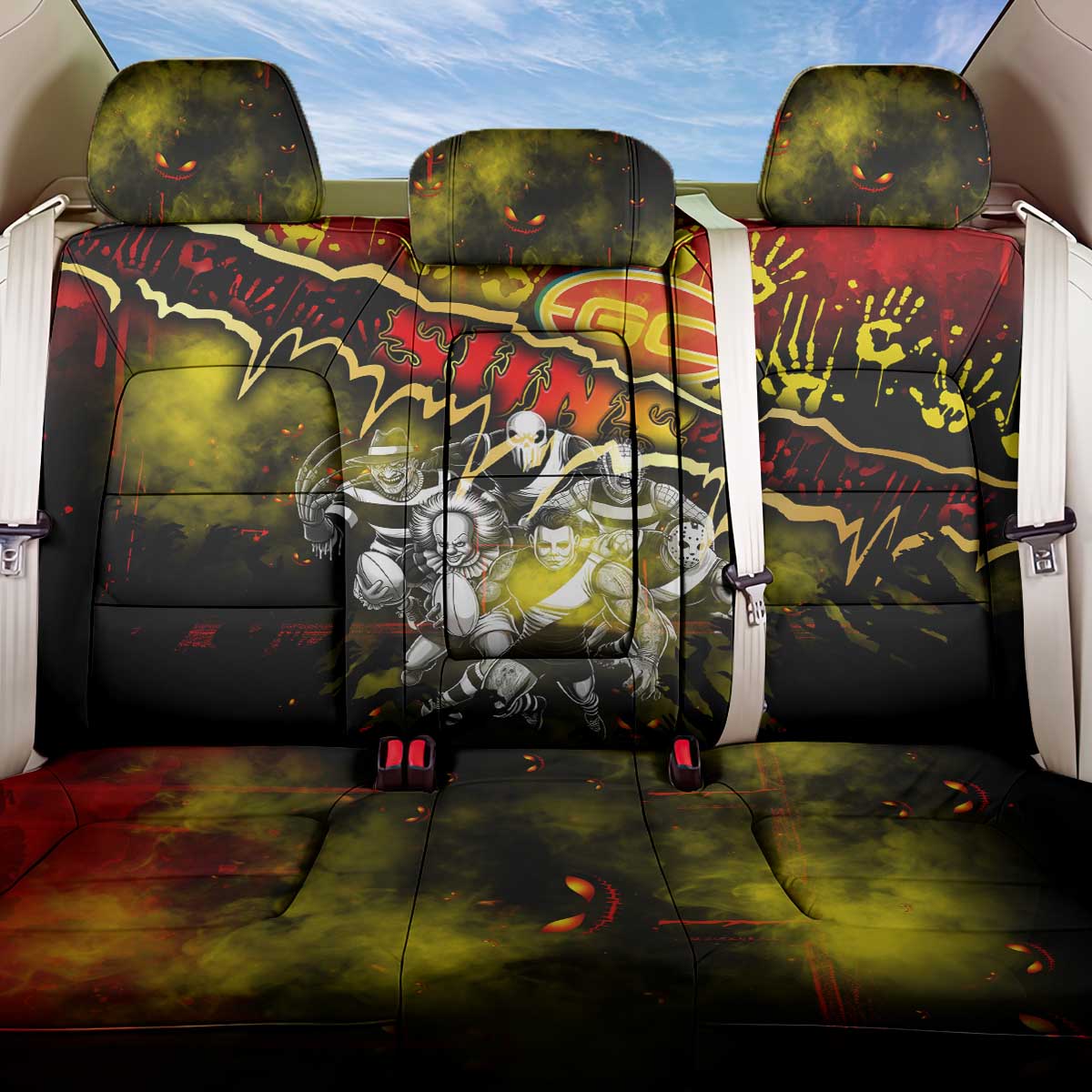 Step Into Horror Domain Suns Football Back Car Seat Cover Halloween Horror Movie Characters - Aussie Hoodie
