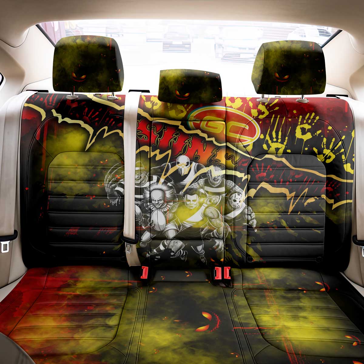 Step Into Horror Domain Suns Football Back Car Seat Cover Halloween Horror Movie Characters - Aussie Hoodie
