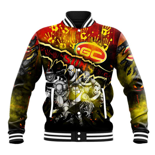 Step Into Horror Domain Suns Football Baseball Jacket Halloween Horror Movie Characters - Aussie Hoodie