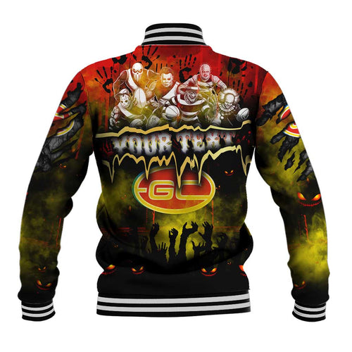 Step Into Horror Domain Suns Football Baseball Jacket Halloween Horror Movie Characters - Aussie Hoodie