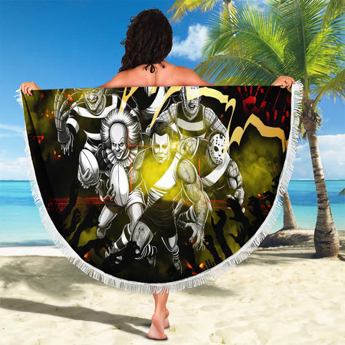 Step Into Horror Domain Suns Football Beach Blanket Halloween Horror Movie Characters - Aussie Hoodie