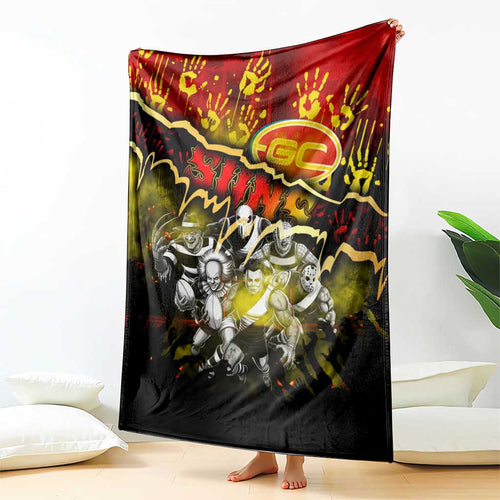 Step Into Horror Domain Suns Football Blanket Halloween Horror Movie Characters - Aussie Hoodie