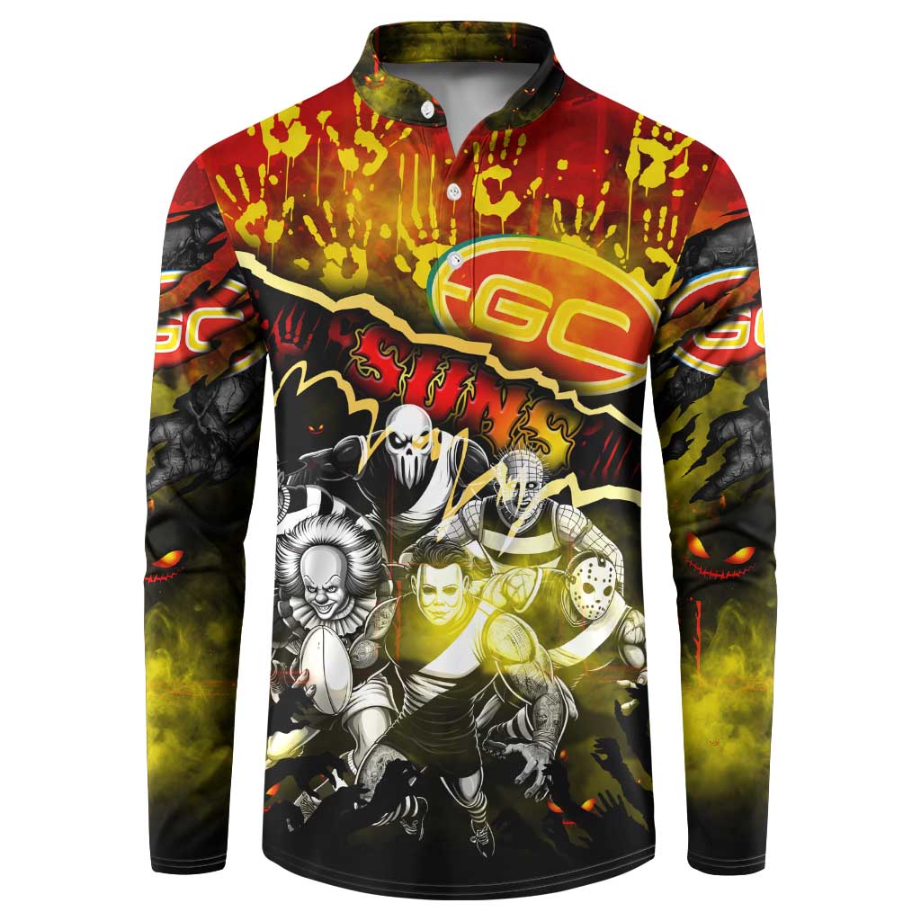 Step Into Horror Domain Suns Football Button Sweatshirt Halloween Horror Movie Characters - Aussie Hoodie