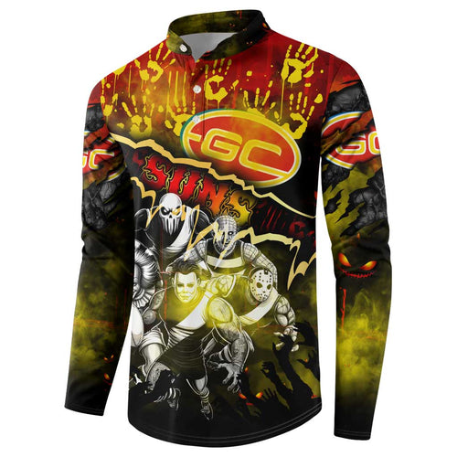 Step Into Horror Domain Suns Football Button Sweatshirt Halloween Horror Movie Characters - Aussie Hoodie