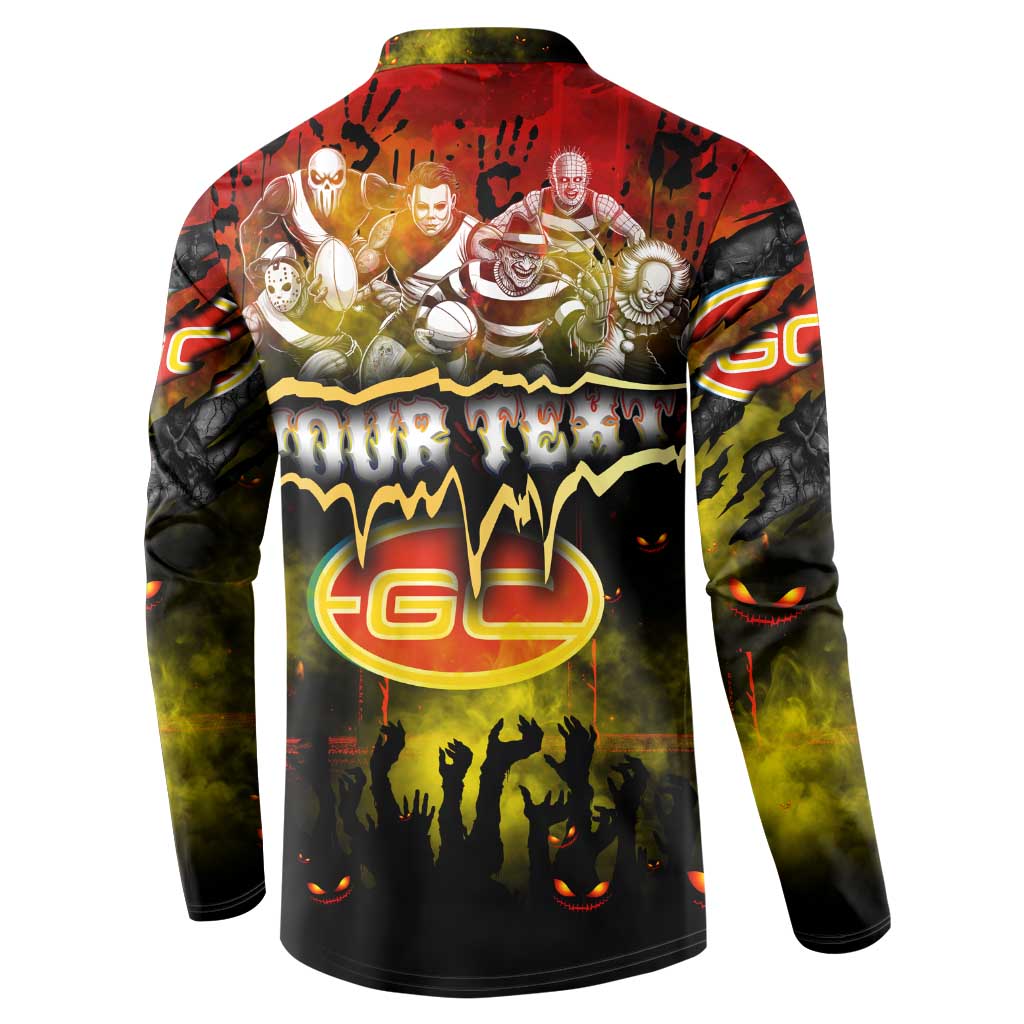 Step Into Horror Domain Suns Football Button Sweatshirt Halloween Horror Movie Characters - Aussie Hoodie