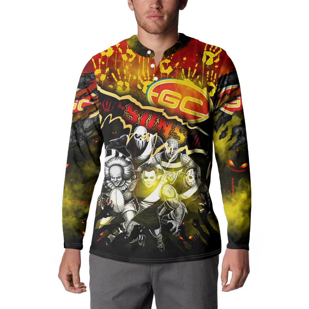 Step Into Horror Domain Suns Football Button Sweatshirt Halloween Horror Movie Characters - Aussie Hoodie