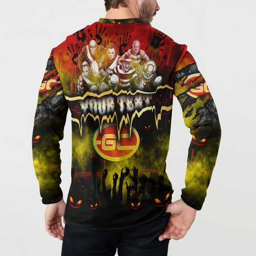 Step Into Horror Domain Suns Football Button Sweatshirt Halloween Horror Movie Characters - Aussie Hoodie