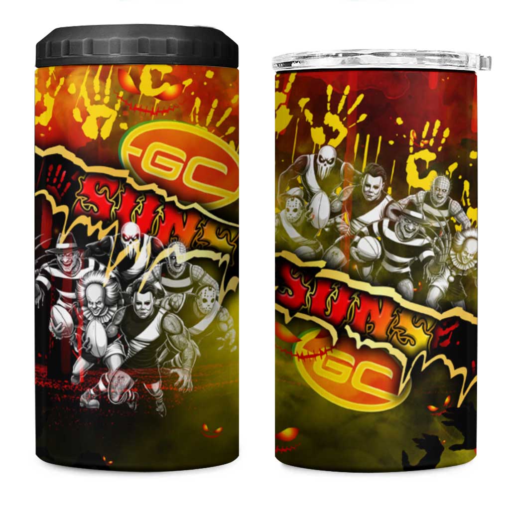Step Into Horror Domain Suns Football 4 in 1 Can Cooler Tumbler Halloween Horror Movie Characters - Aussie Hoodie