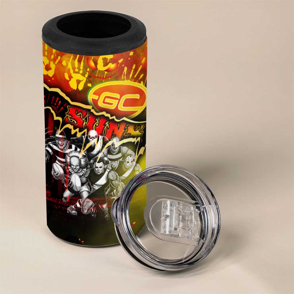 Step Into Horror Domain Suns Football 4 in 1 Can Cooler Tumbler Halloween Horror Movie Characters - Aussie Hoodie