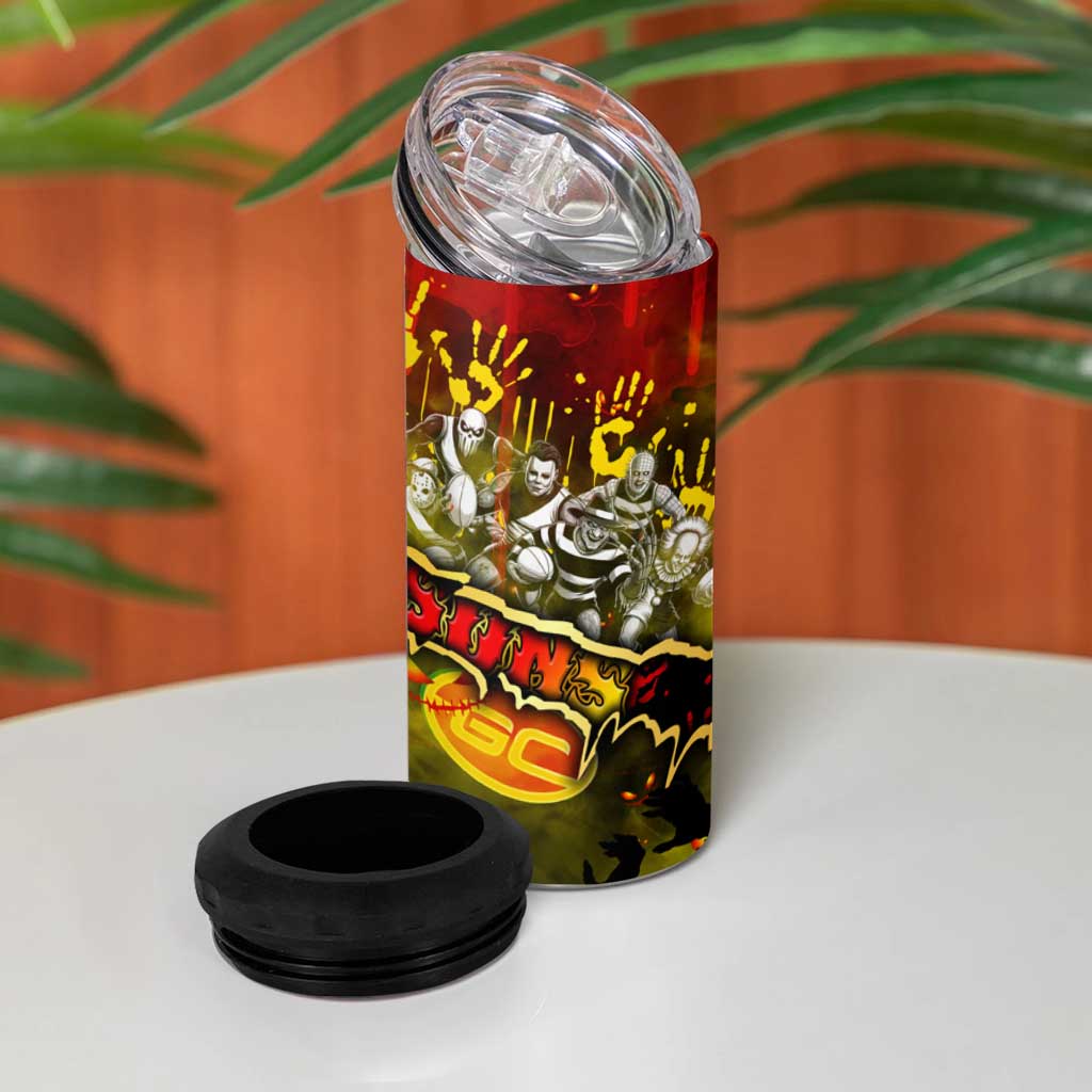 Step Into Horror Domain Suns Football 4 in 1 Can Cooler Tumbler Halloween Horror Movie Characters - Aussie Hoodie