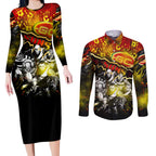 Step Into Horror Domain Suns Football Couples Matching Long Sleeve Bodycon Dress and Long Sleeve Button Shirt Halloween Horror Movie Characters - Aussie Hoodie